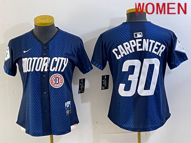 Women Detroit Tigers #30 Carpenter Blue City Edition Nike 2024 MLB Jersey style 4->women mlb jersey->Women Jersey
